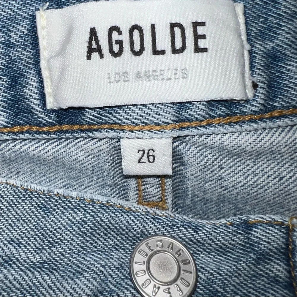 Agolde 90’s High Rise Straight Leg Women's Distressed Light Blue Jeans Size 26 - Picture 14 of 14
